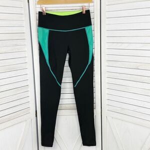 Victoria’s Secret‎ Sport Mesh Accent Ankle Leggings Black Teal Small Mid Rise